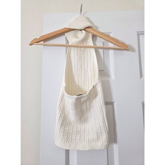 Alice and Olivia White Turtleneck Open Back Knit Top XS - Picture 3 of 5